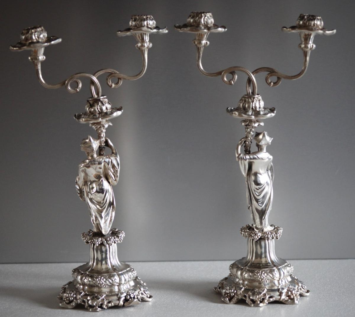 Pair Of Chinese Candlesticks - Solid Silver-photo-4