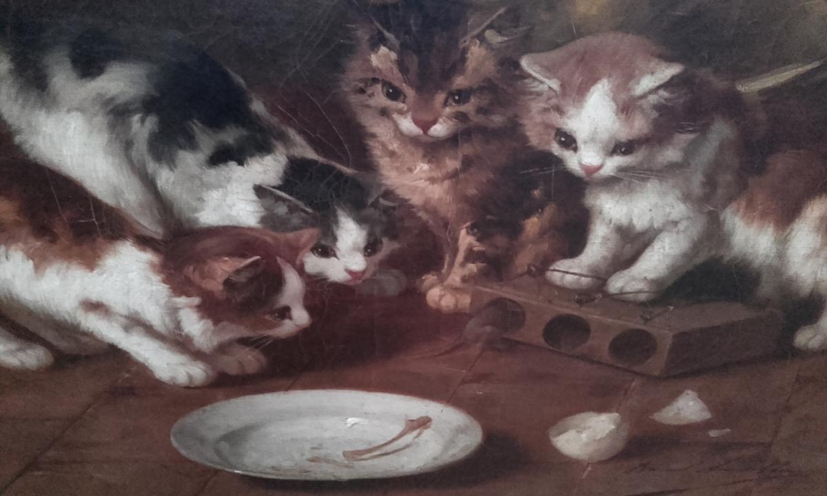 Painting Brunel De Neuville - Cats And Mice-photo-3