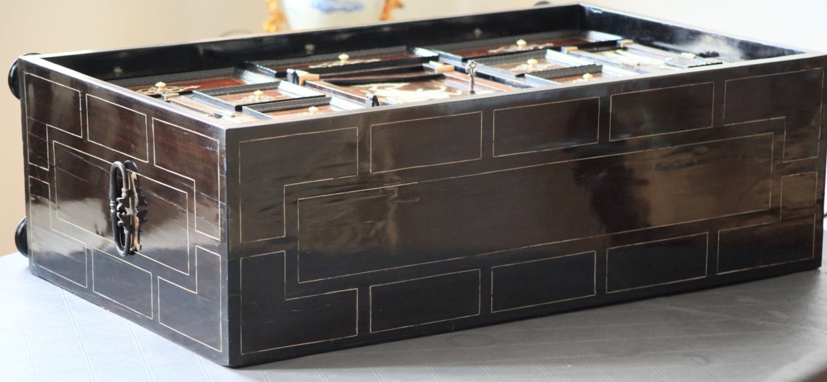 Cabinet Epoque 17th - Ebene, Rosewood And Ivory - Italian-photo-5