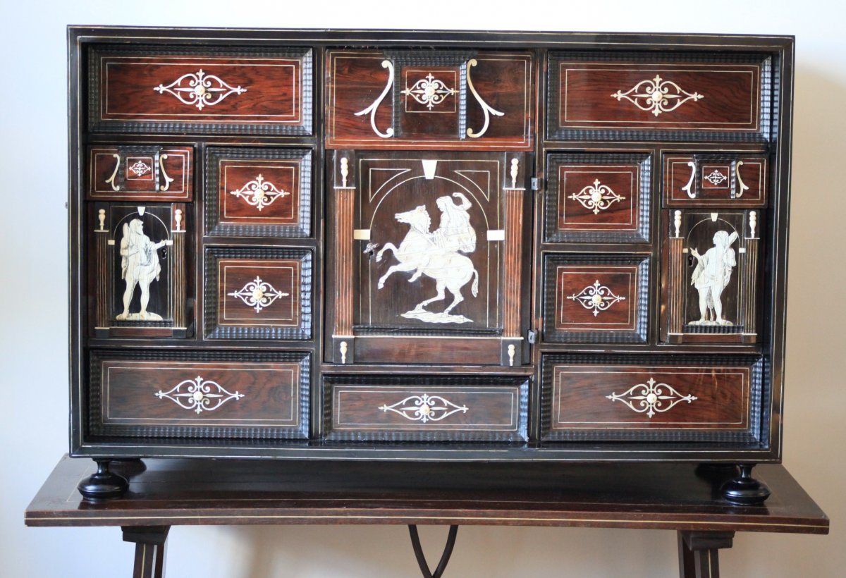 Cabinet Epoque 17th - Ebene, Rosewood And Ivory - Italian