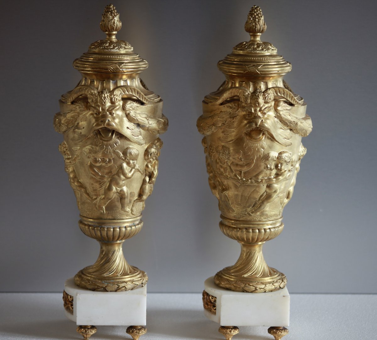 Pair Of Cassolettes H 37 Cm, After Clodion-photo-3