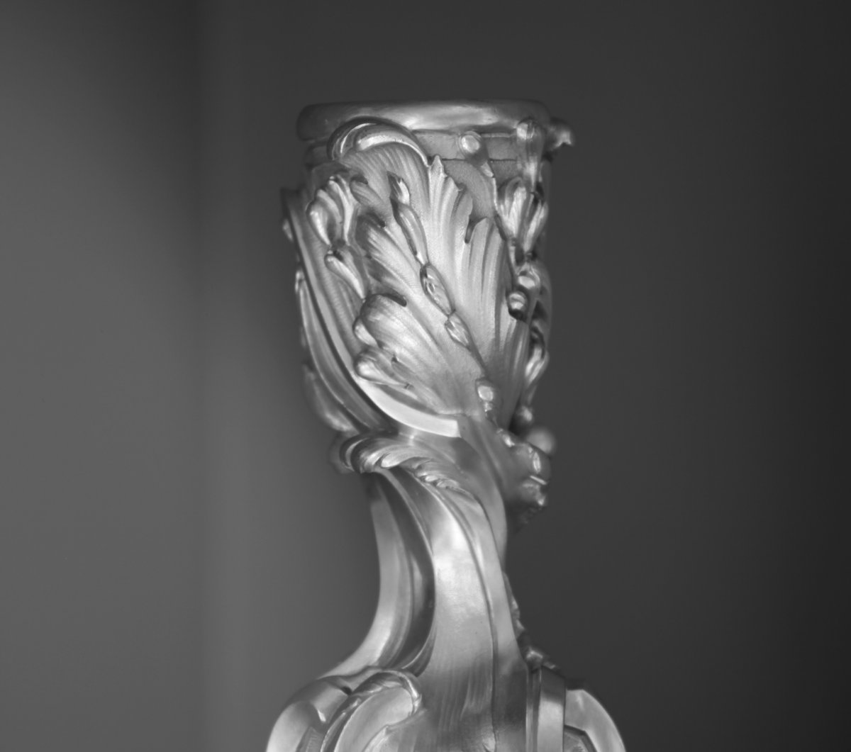 BOIN TABURET Paire de Candélabres  Bronze Argenté H51cm-photo-3