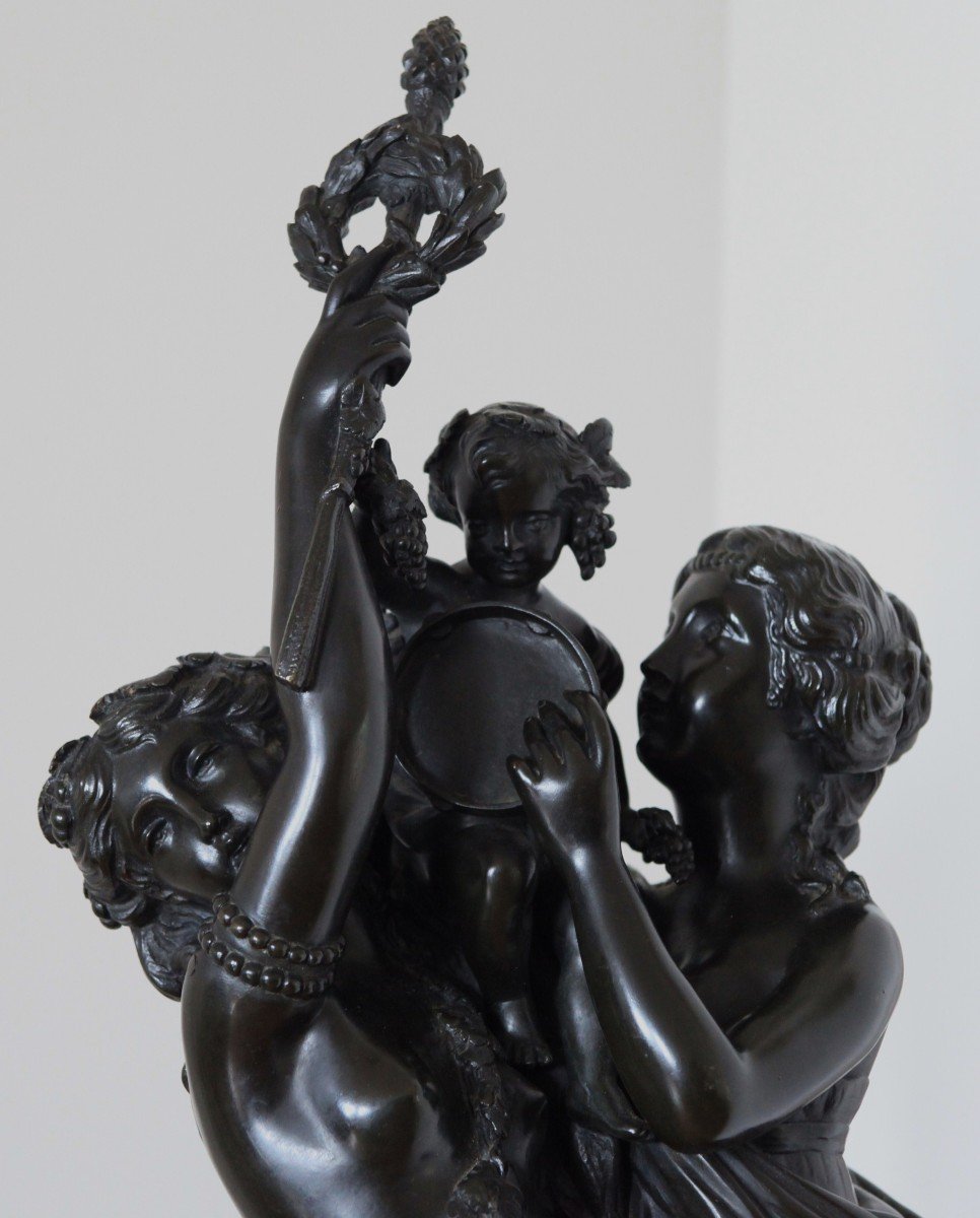 Clodion Large Bronze - Education Of Bacchus - H 85 Cm-photo-2