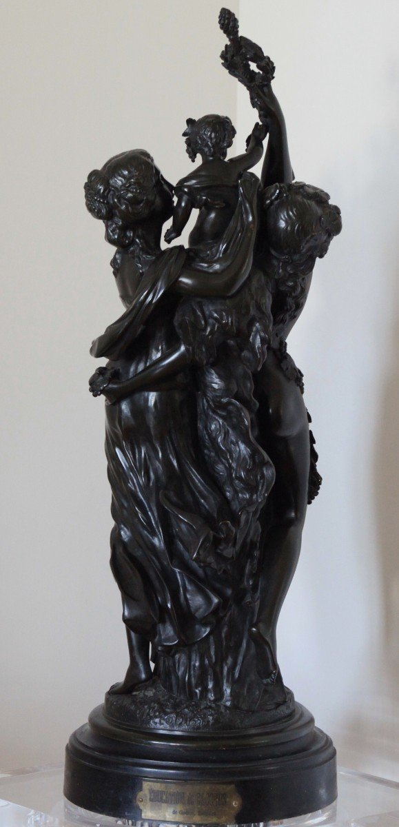 Clodion Large Bronze - Education Of Bacchus - H 85 Cm-photo-4
