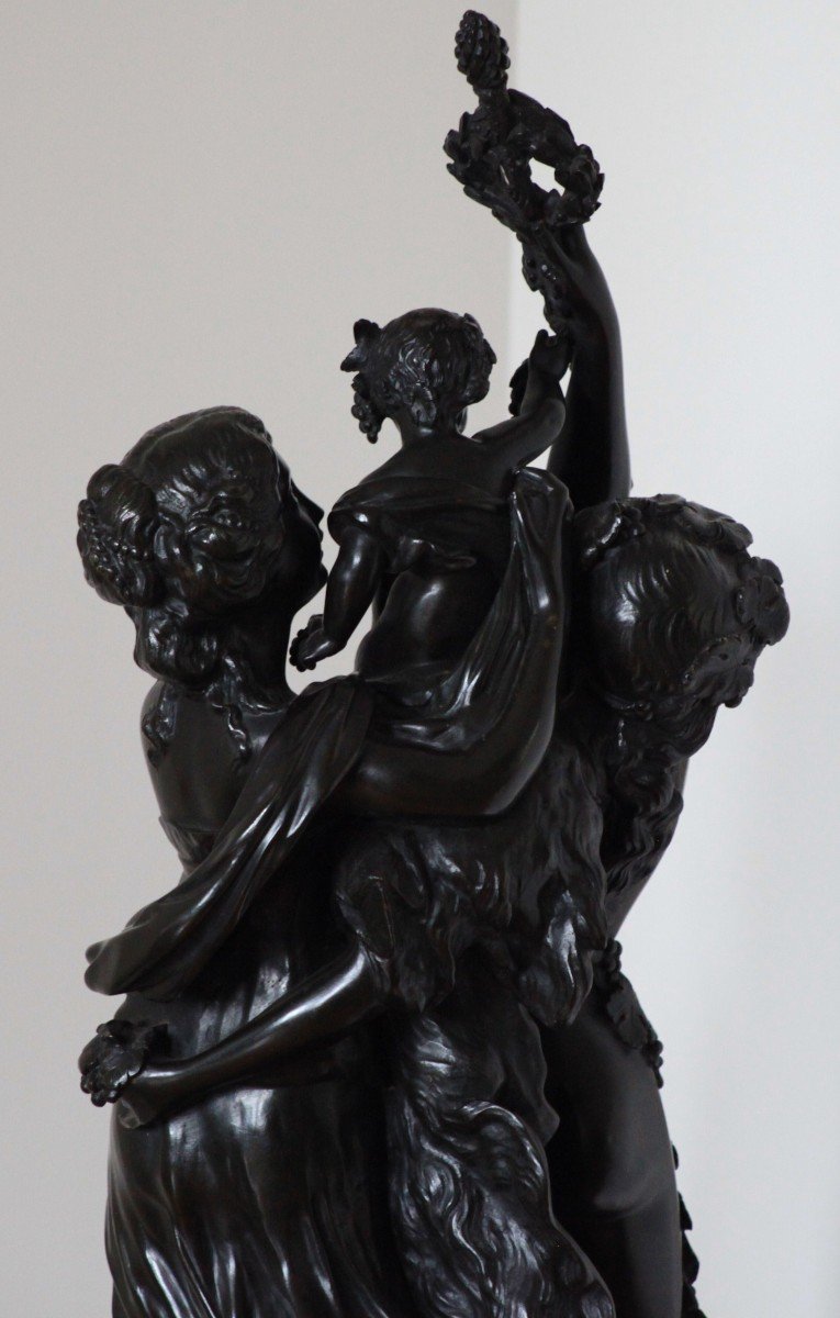 Clodion Large Bronze - Education Of Bacchus - H 85 Cm-photo-5
