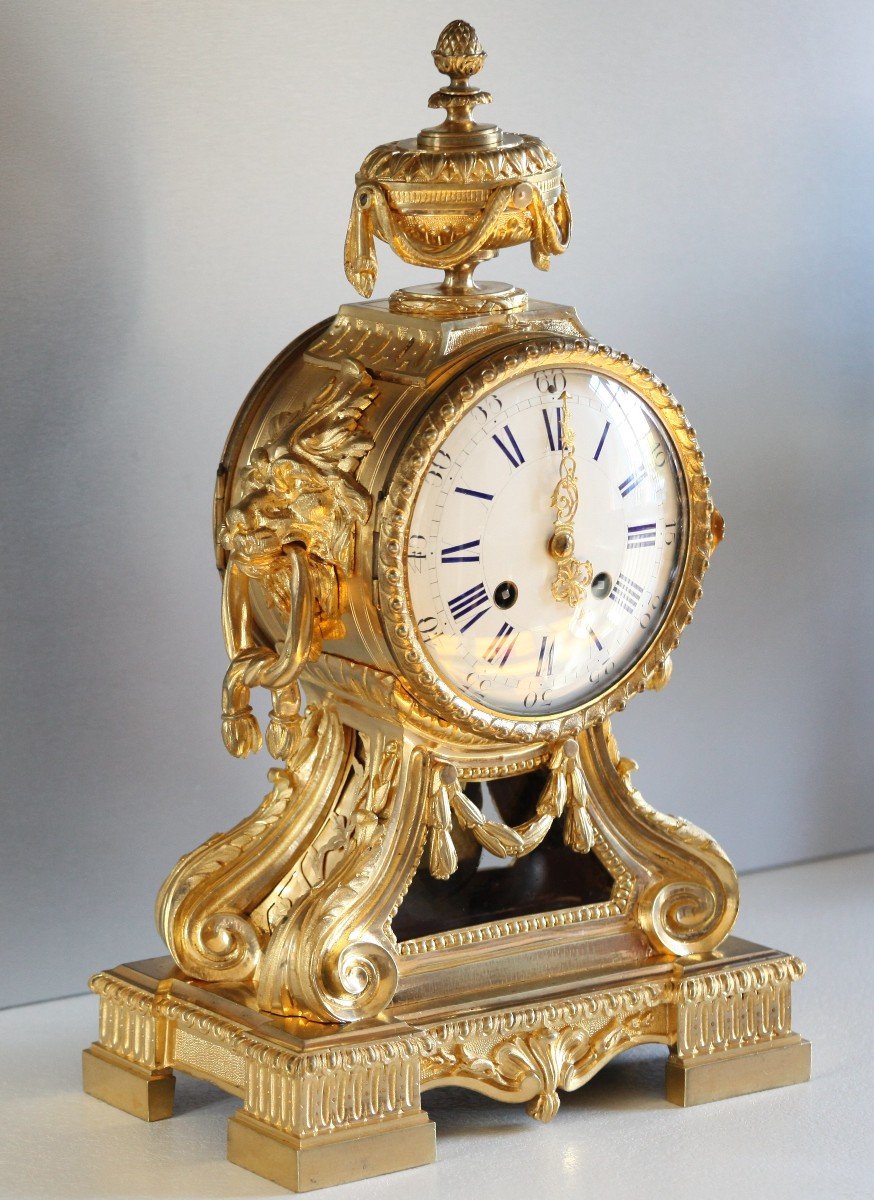 Pendulum Louis XVI  With Lion Heads - H 41 Cm-photo-2