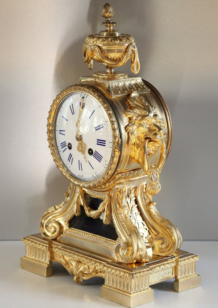 Pendulum Louis XVI  With Lion Heads - H 41 Cm-photo-3
