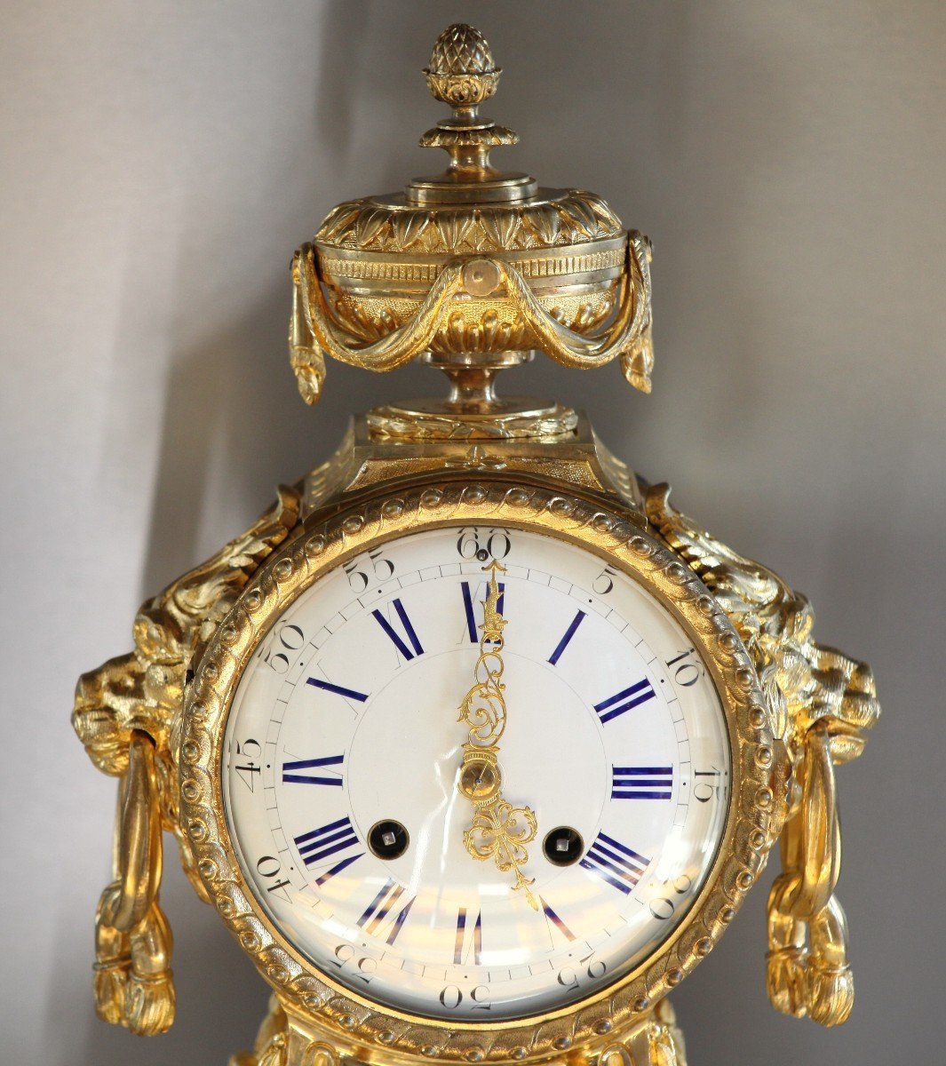 Pendulum Louis XVI  With Lion Heads - H 41 Cm-photo-1