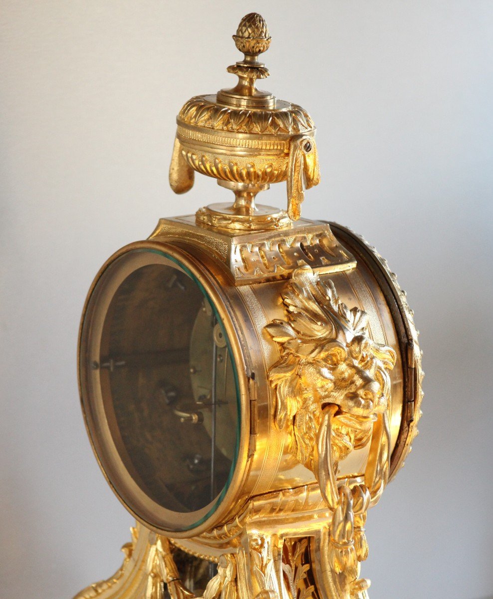 Pendulum Louis XVI  With Lion Heads - H 41 Cm-photo-3