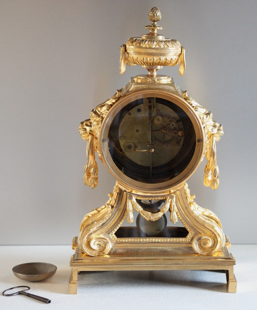 Pendulum Louis XVI  With Lion Heads - H 41 Cm-photo-5