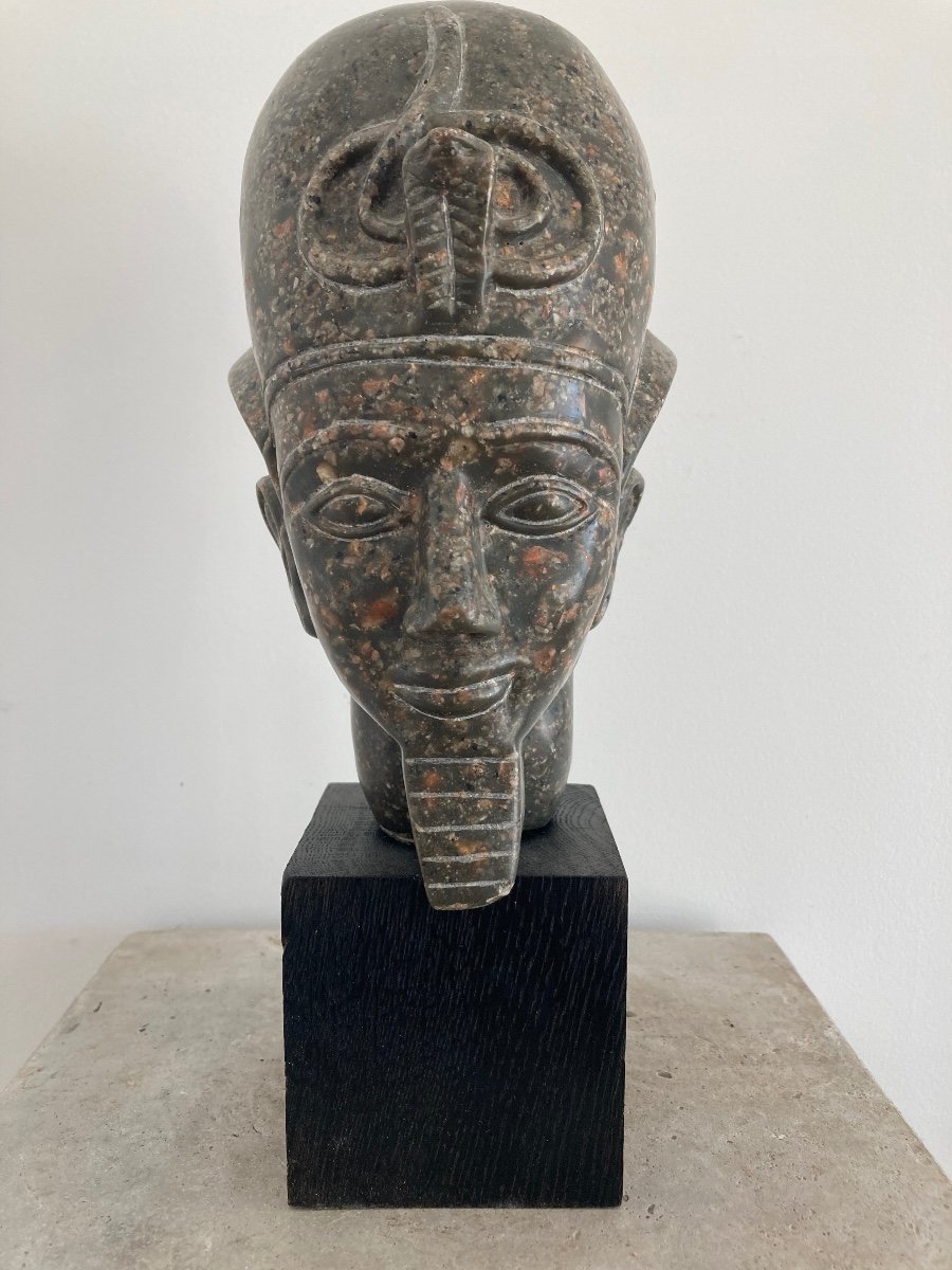 Reproduction Ramses II Head In Granite-photo-4