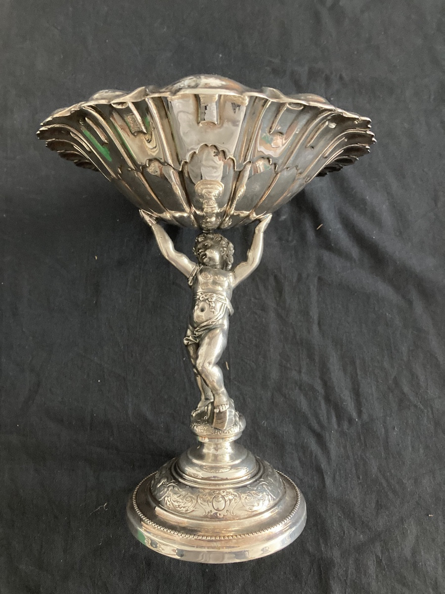 Coupe En Bronze Et Métal Argenté XIXeme Siecle.-photo-2