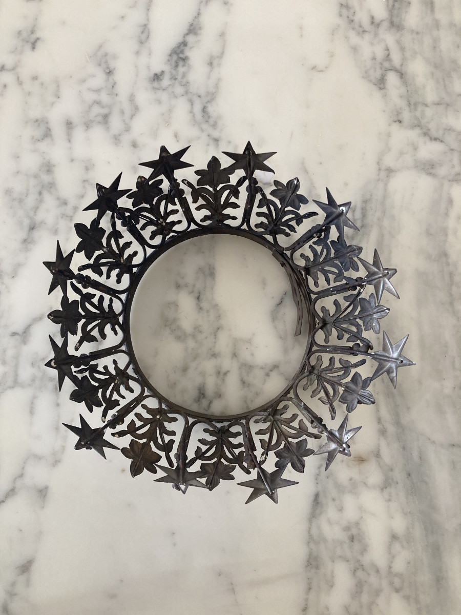 Couronne en métal et perles de verre.-photo-3