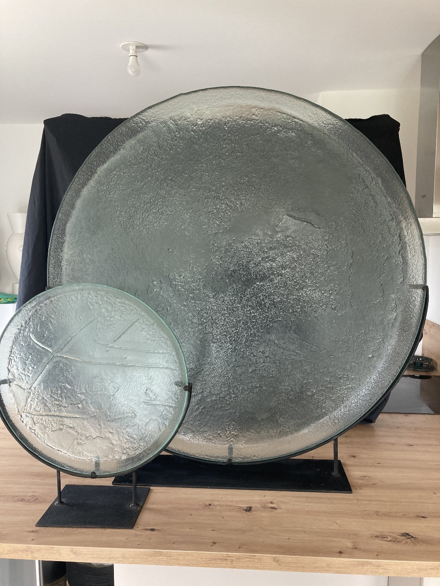 2 Large Glass Trays From The 1970s-80s