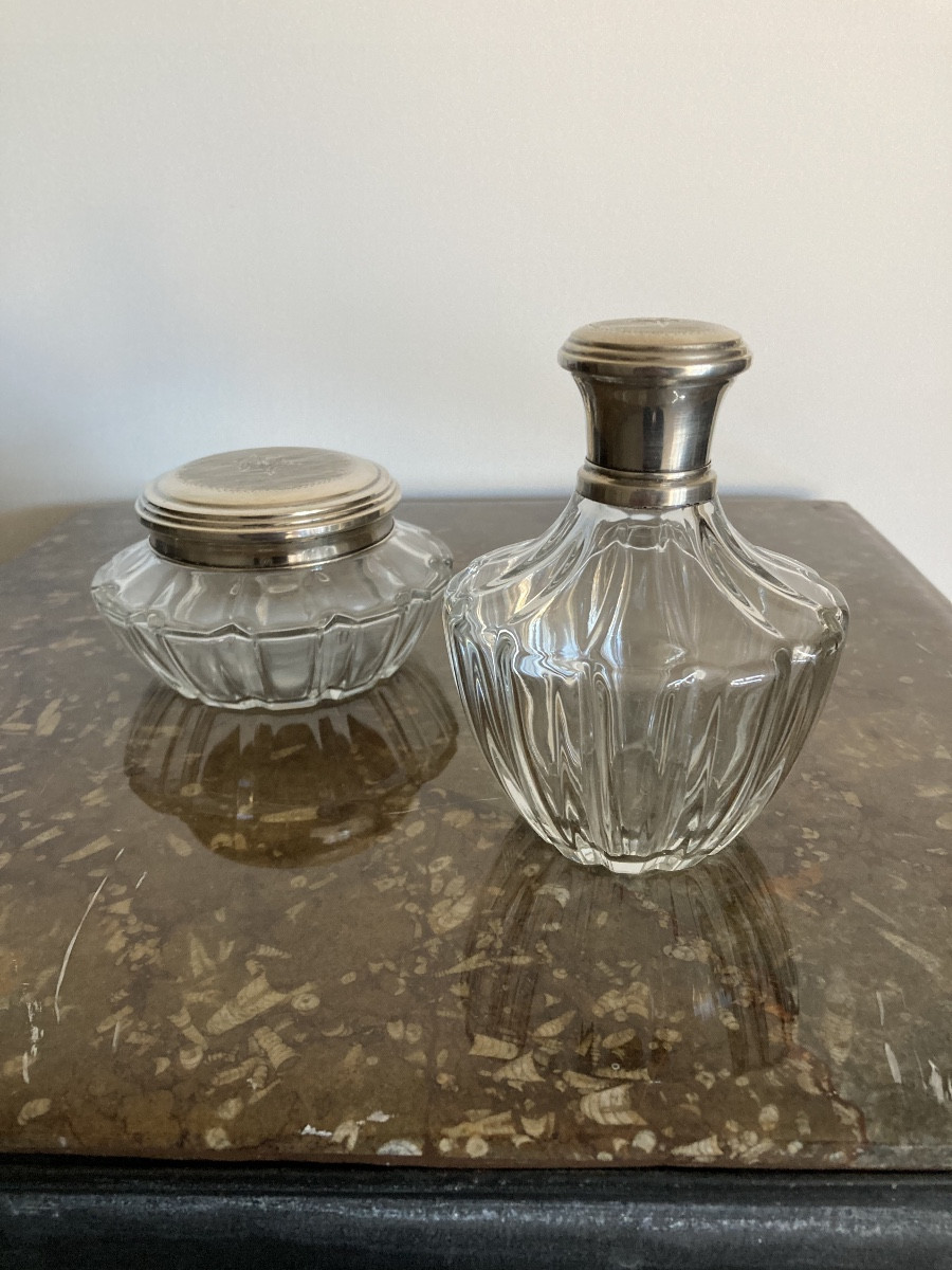 Silver-mounted Box And Bottle.