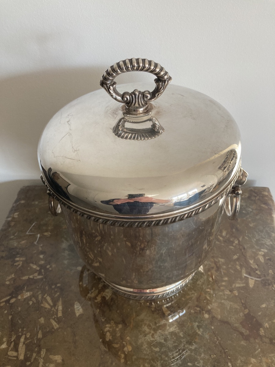 Seau à glaçons en métal argenté -photo-2