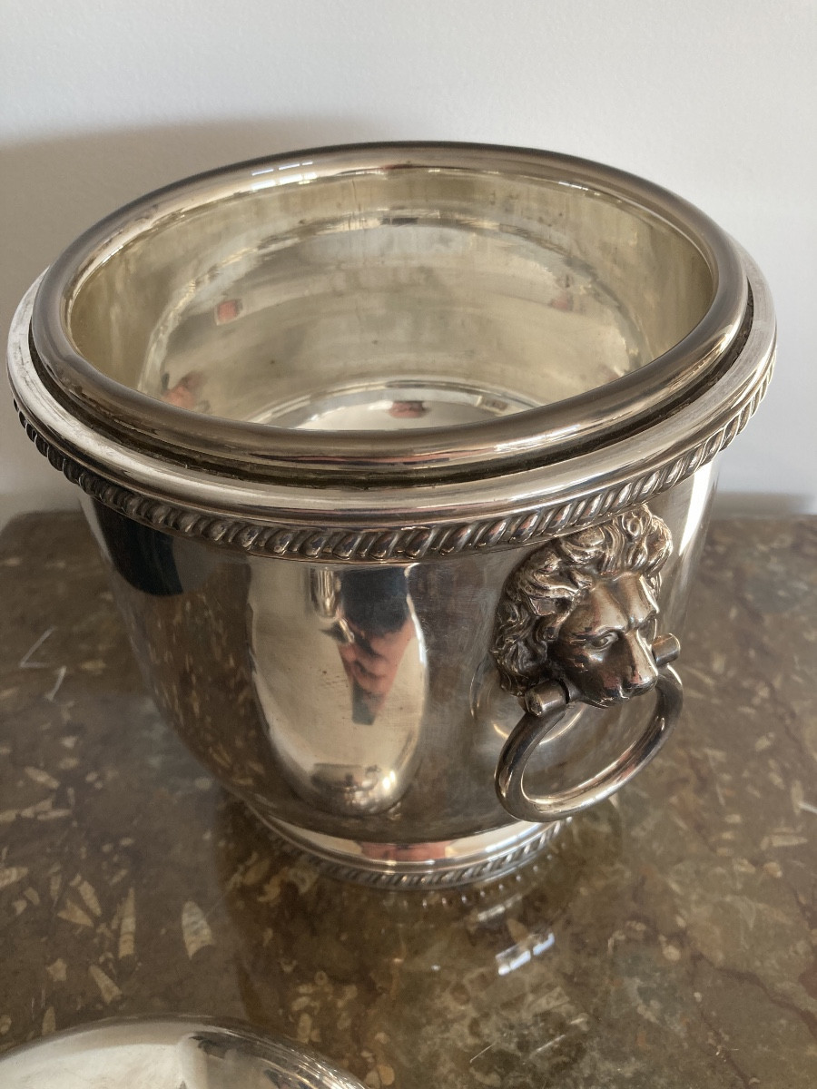 Seau à glaçons en métal argenté -photo-3