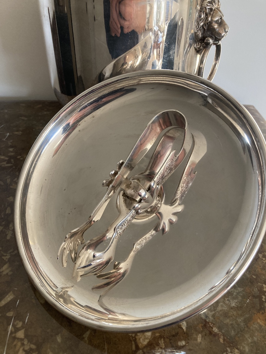 Seau à glaçons en métal argenté -photo-4