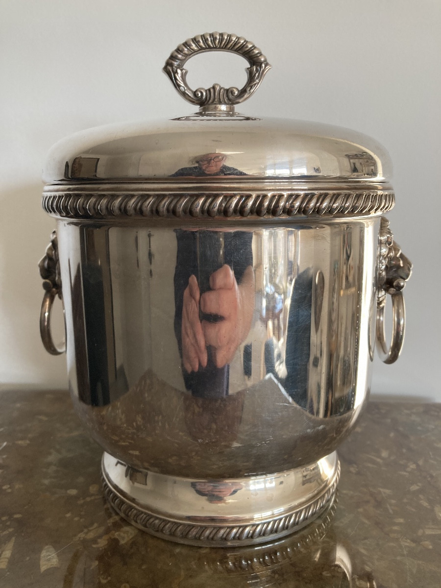 Seau à glaçons en métal argenté 