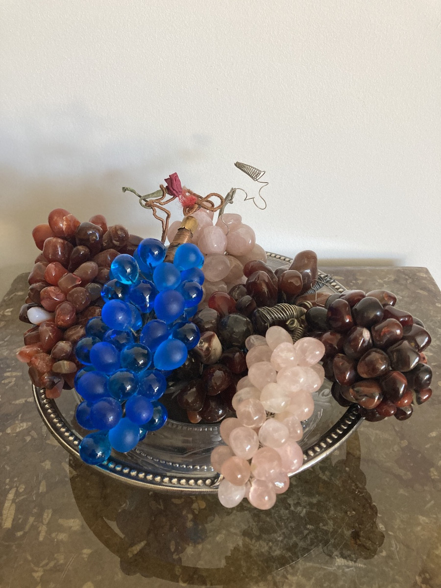 Ensemble de grappes de raisins en pierre dure et verre-photo-2