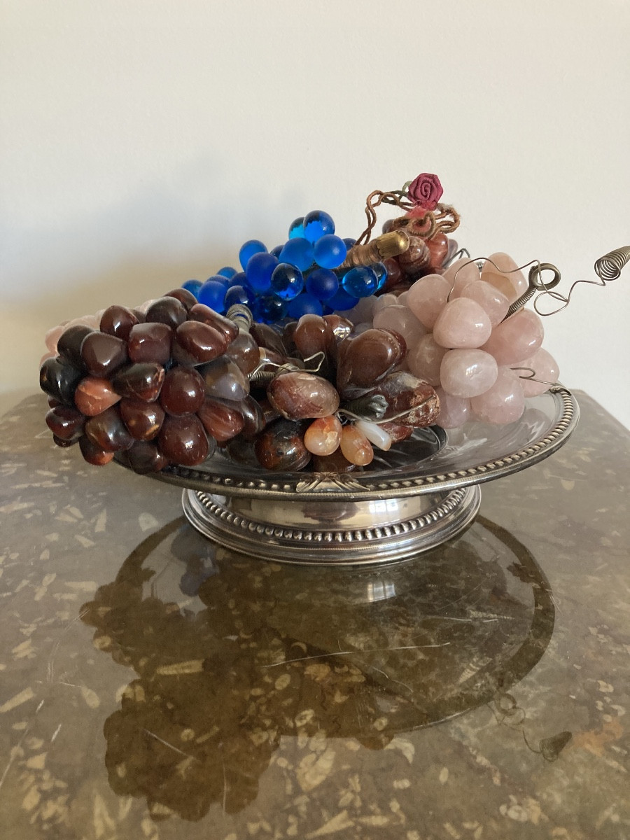 Ensemble de grappes de raisins en pierre dure et verre-photo-4