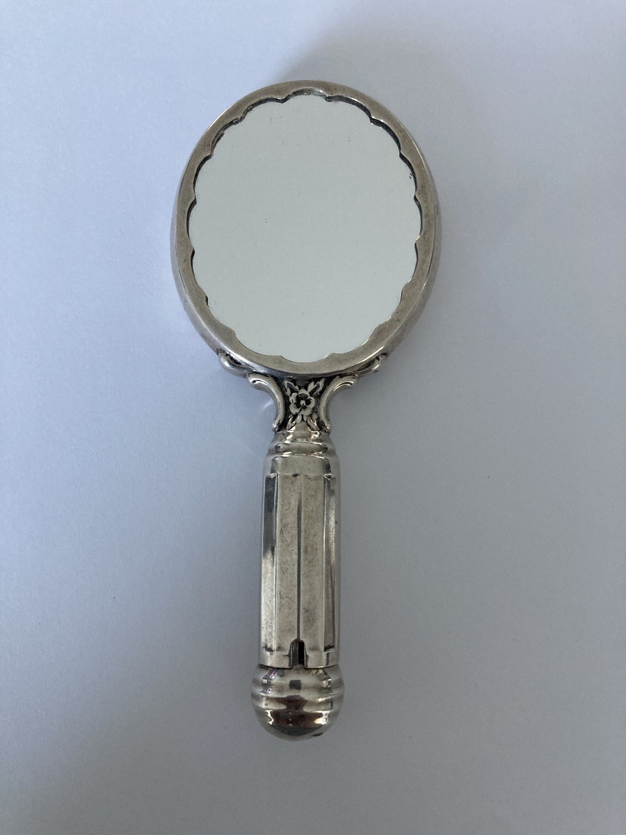 Miroir et poudrier en argent 