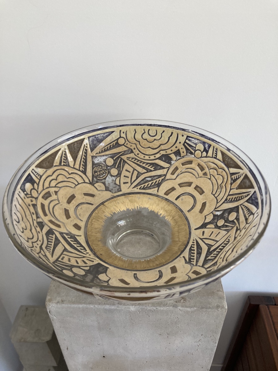 Large Glass Bowl By Delarre Nancy-photo-2