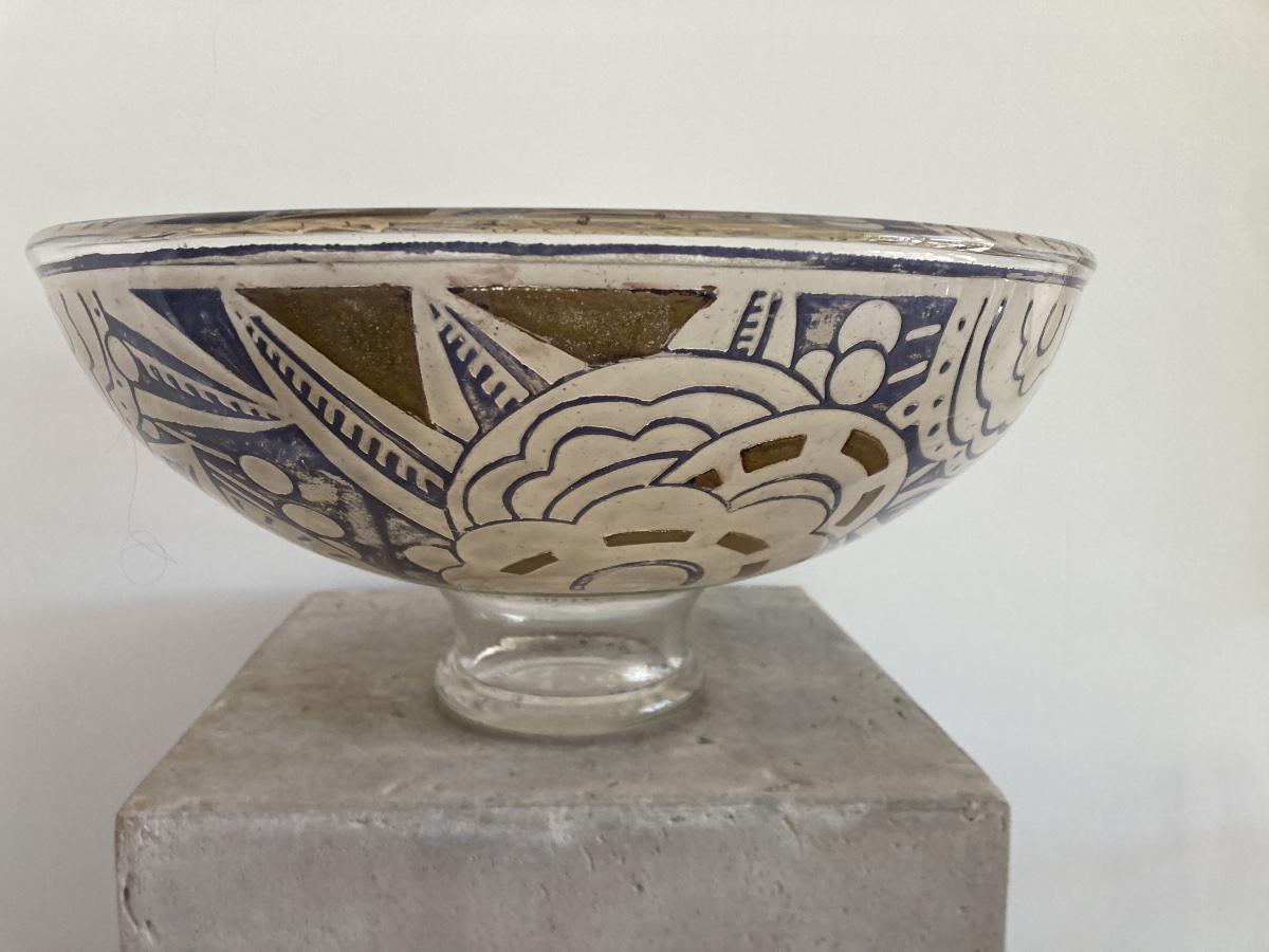 Large Glass Bowl By Delarre Nancy-photo-4