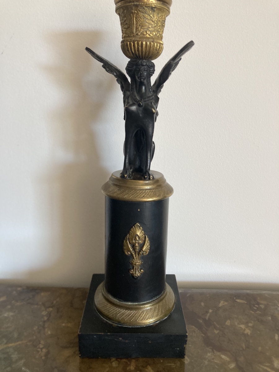 Empire-style Sheet Metal And Bronze Candleholder-photo-3