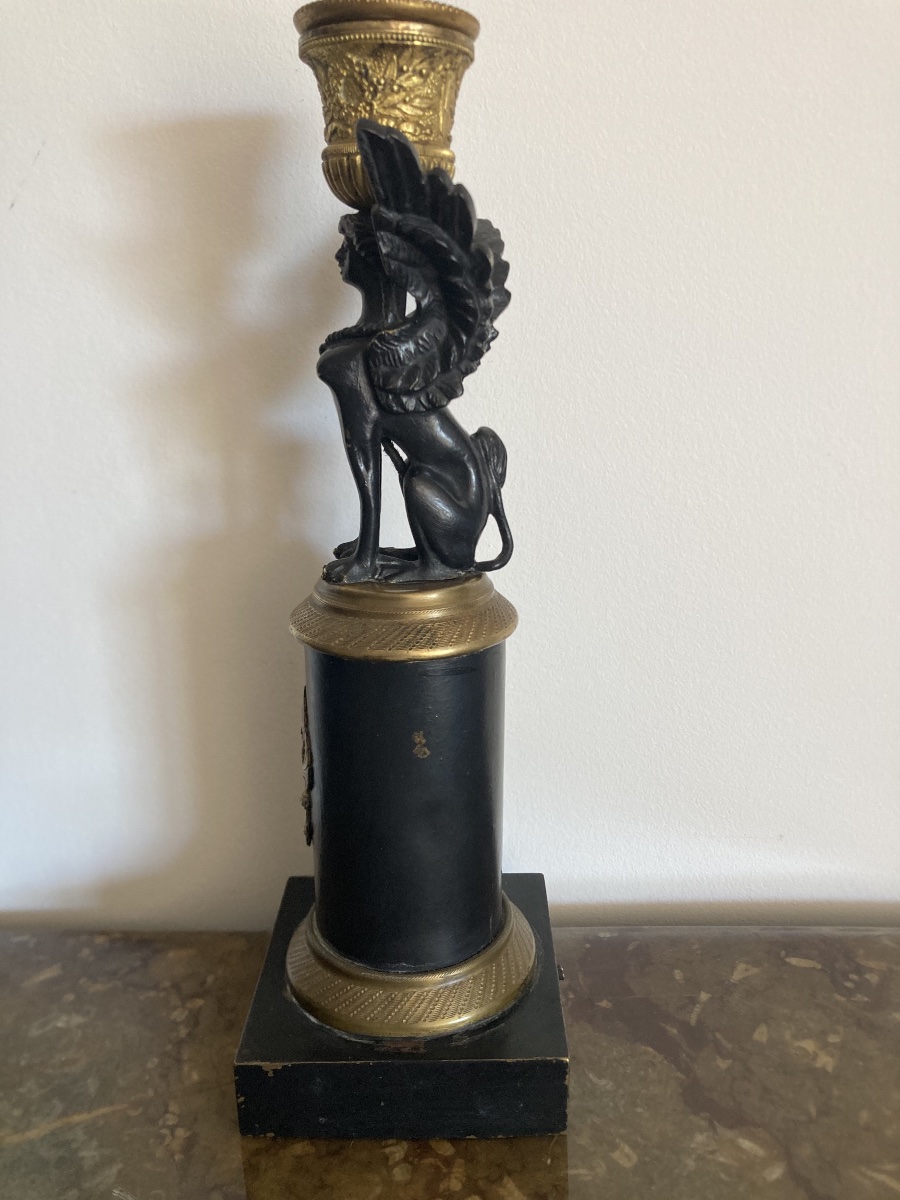 Empire-style Sheet Metal And Bronze Candleholder-photo-4