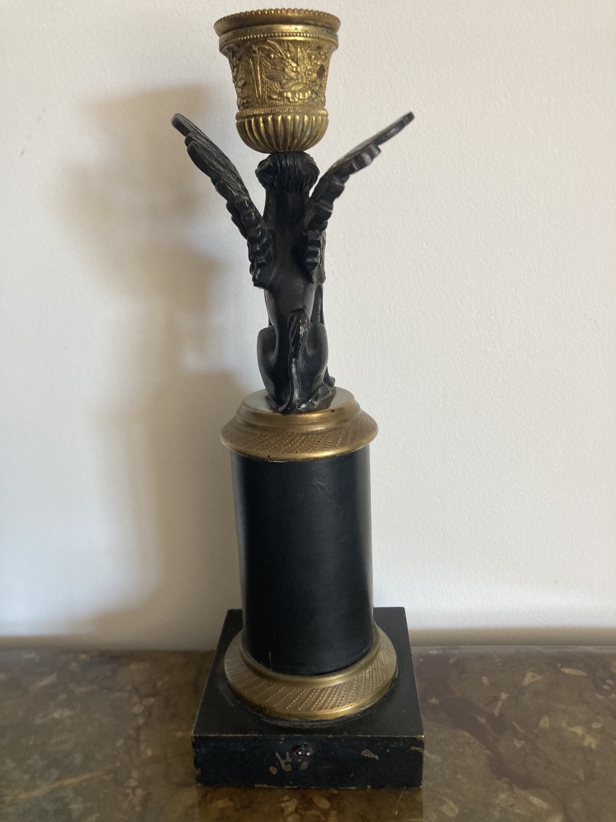 Empire-style Sheet Metal And Bronze Candleholder-photo-1