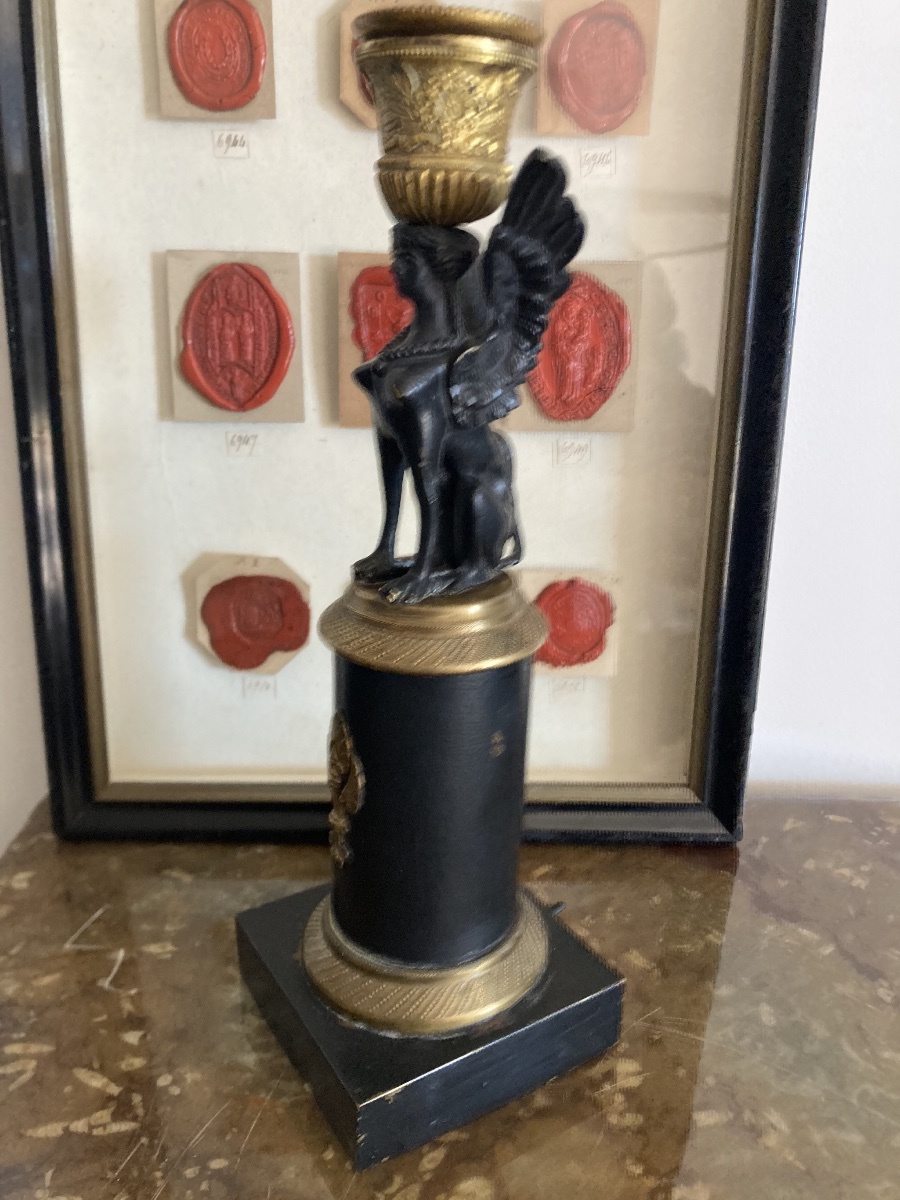 Empire-style Sheet Metal And Bronze Candleholder-photo-2