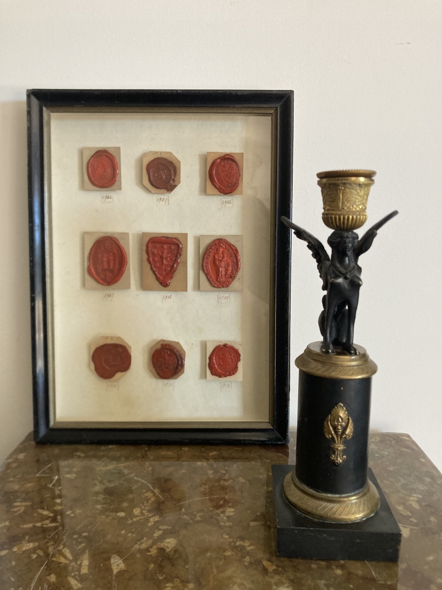 Empire-style Sheet Metal And Bronze Candleholder-photo-3