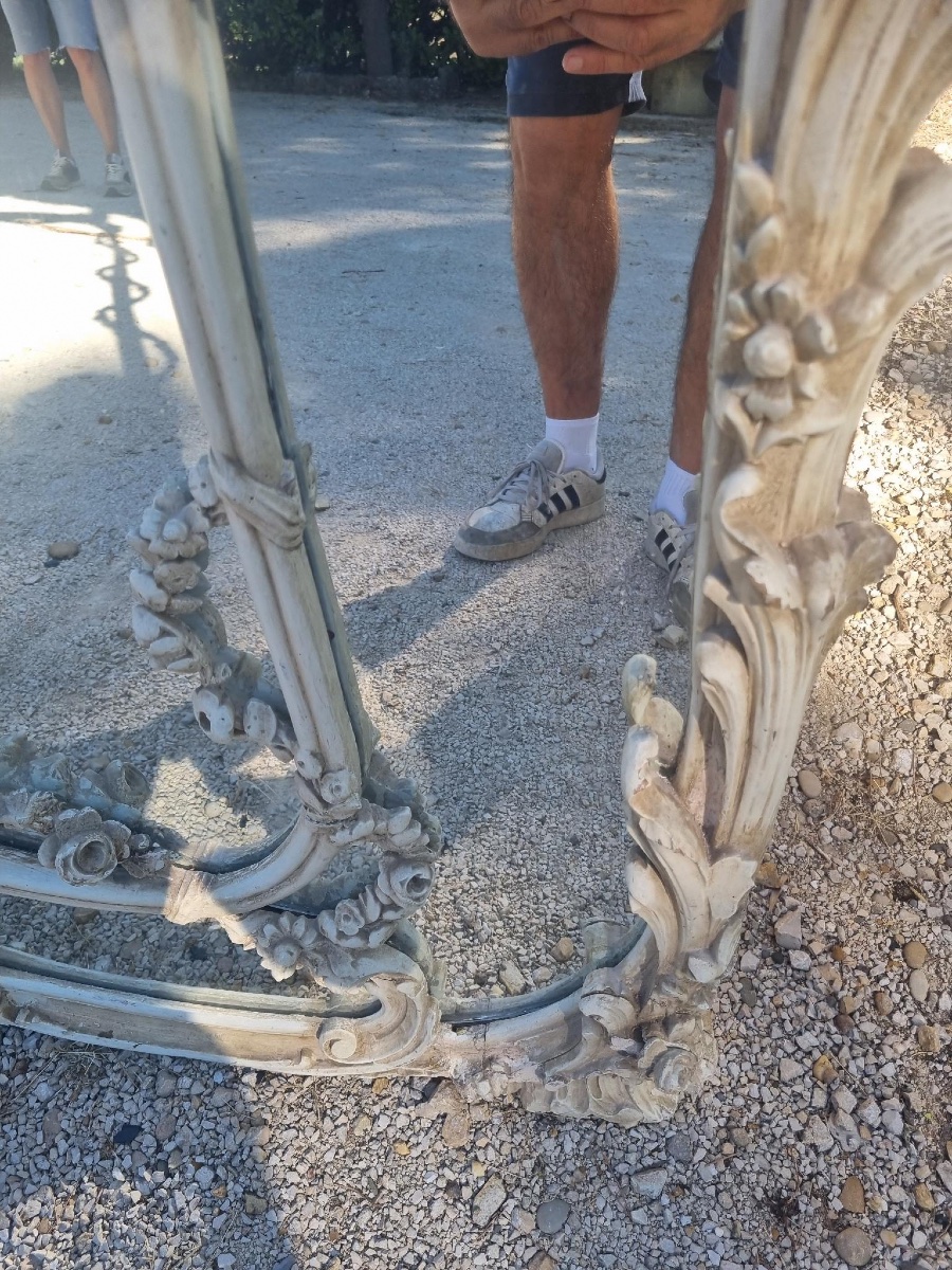 Large Carved Wooden Mirror In The Louis XV Style-photo-4