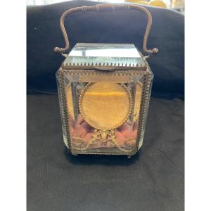 Watch Holder In Engraved Glass And Brass