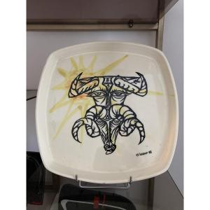 Ceramic Ram And Bull Head Dish 