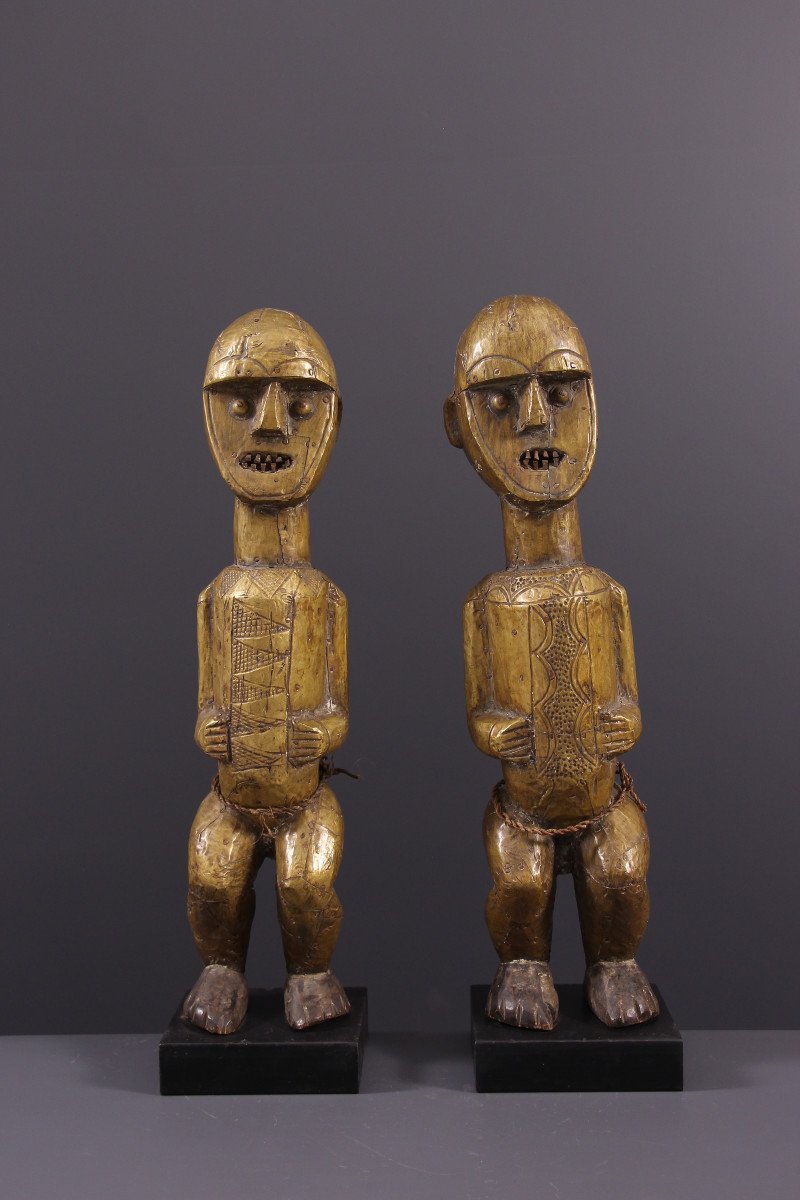 African Tribal Art - Couple Of Mbédé Nah Reliquary Statues