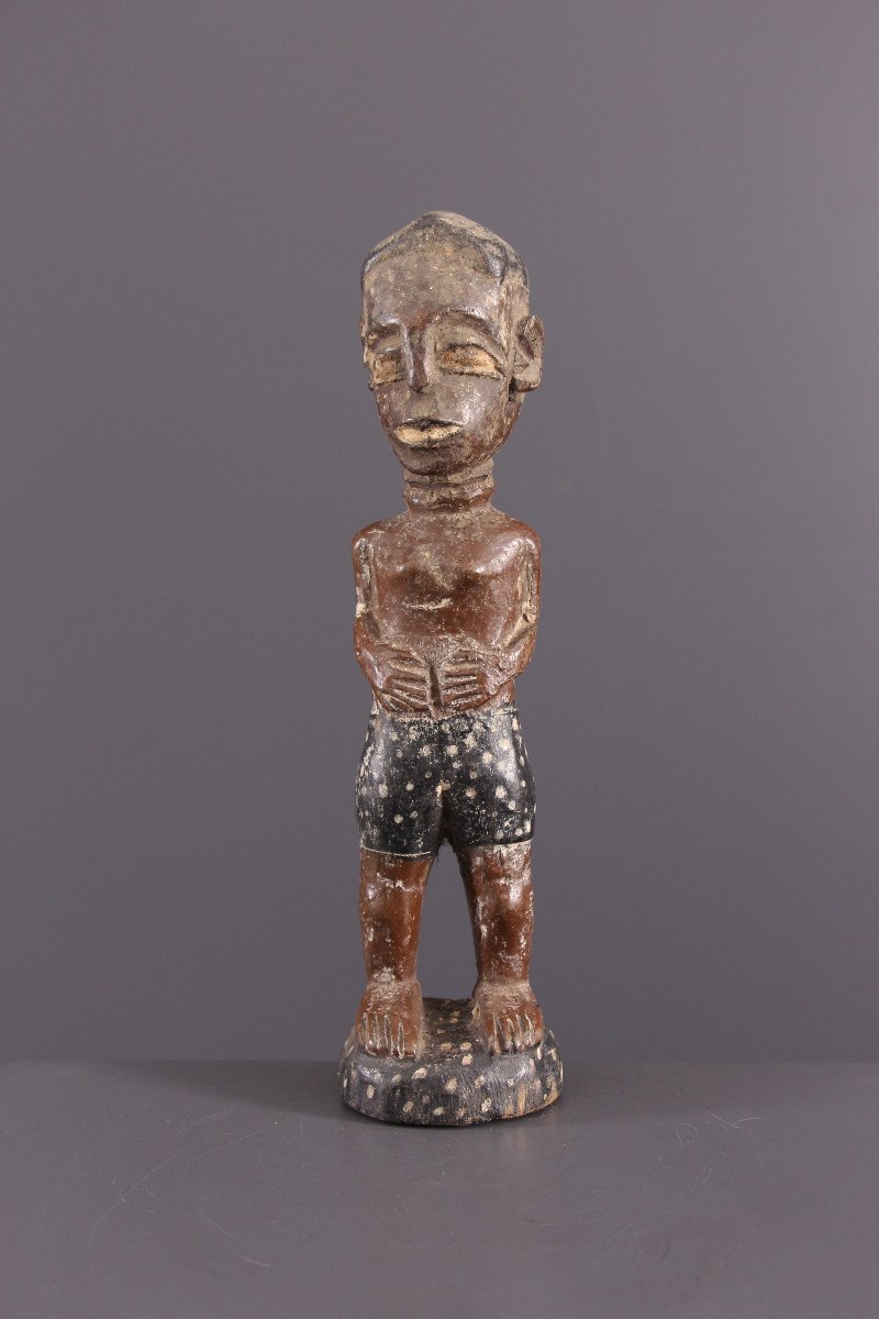 African Tribal Art - Statuette "settler" Baule Blolo Bian