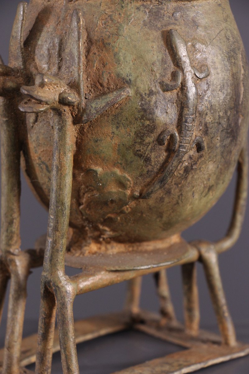 African Tribal Art - Dogon Bronze Urn-photo-4