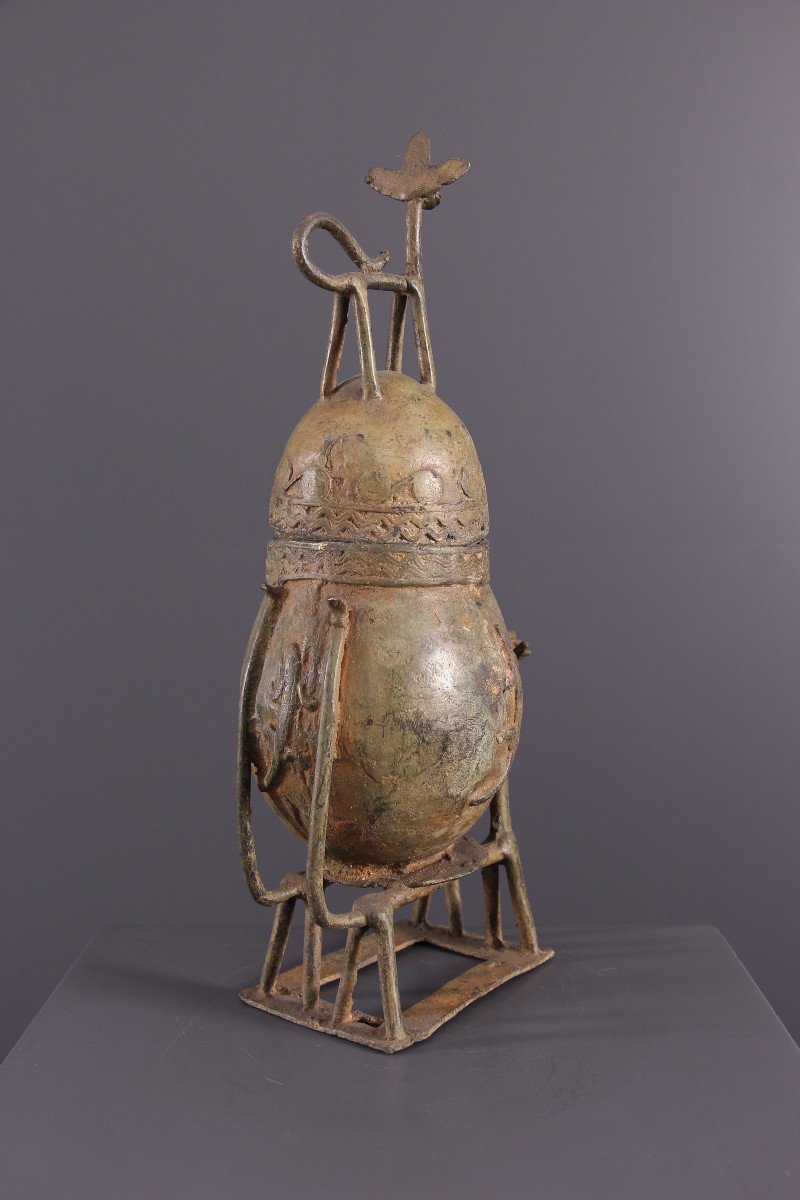 African Tribal Art - Dogon Bronze Urn-photo-4