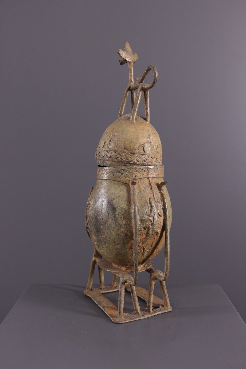 African Tribal Art - Dogon Bronze Urn-photo-5