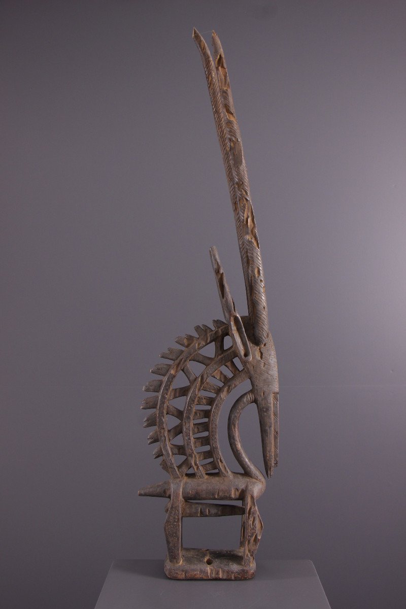 African Tribal Art - Ci Wara Bamana Crest Mask-photo-4