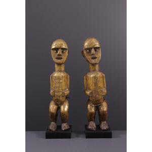 Art Tribal Africain - Couple De Statues Reliquaire Mbédé Nah