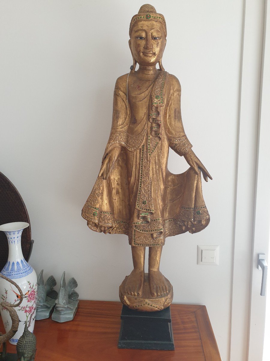 Birmanie - Grand Bouddha Debout - 104 Cm-photo-2