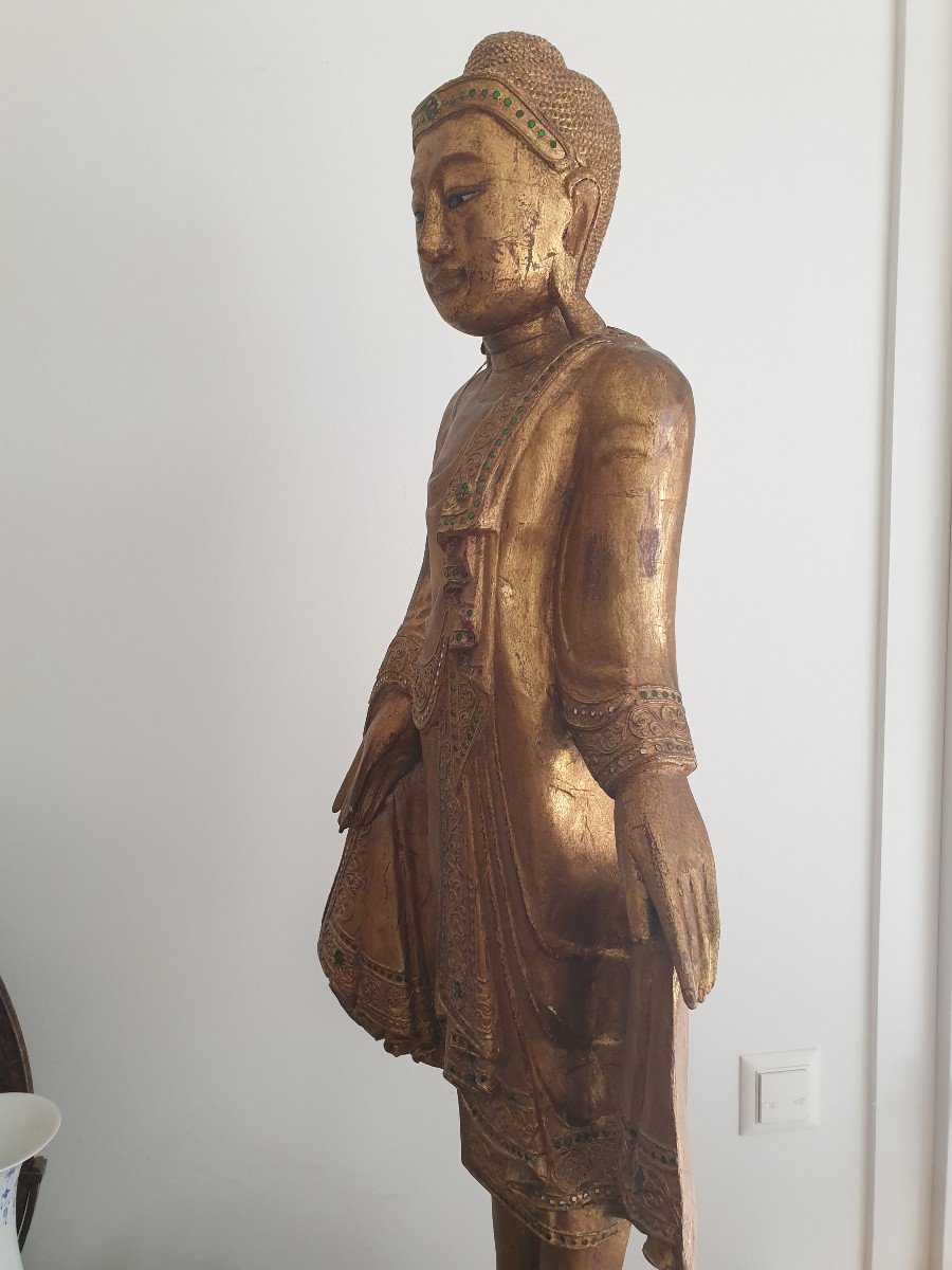 Burma - Large Standing Buddha - 104 Cm-photo-1