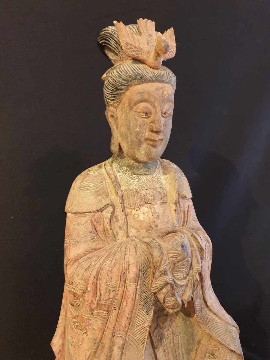 China - Wooden Guanyin - 19th - 70 Cm-photo-7