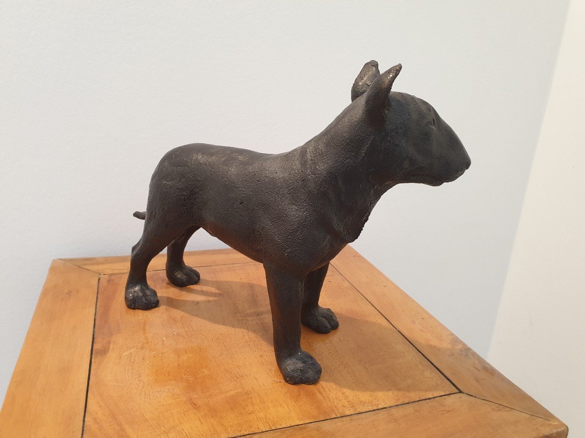 Bull Terrier En Bronze - 31 X 25 Cm-photo-1
