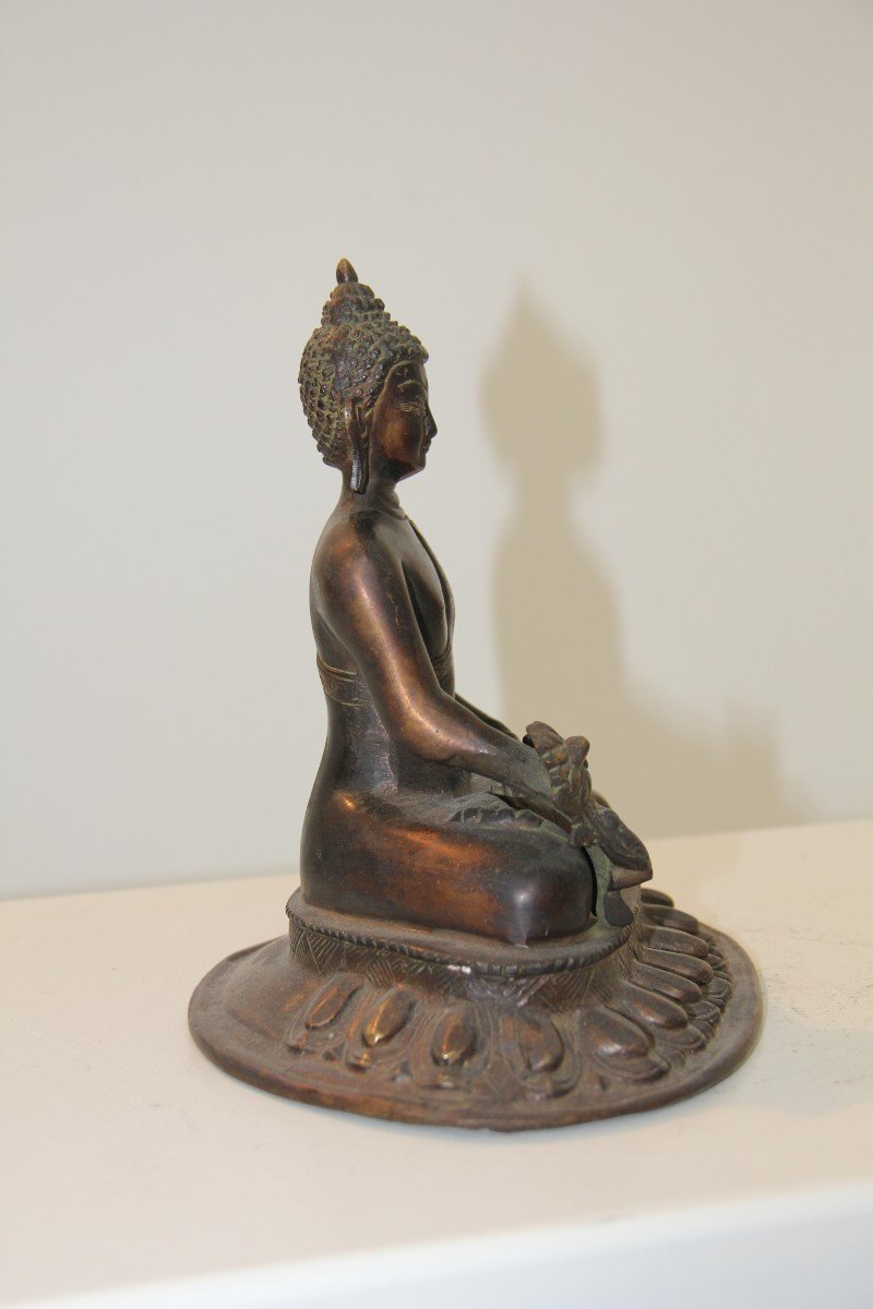 Laos - Bronze Buddha - 20 Cm - 19th-photo-1