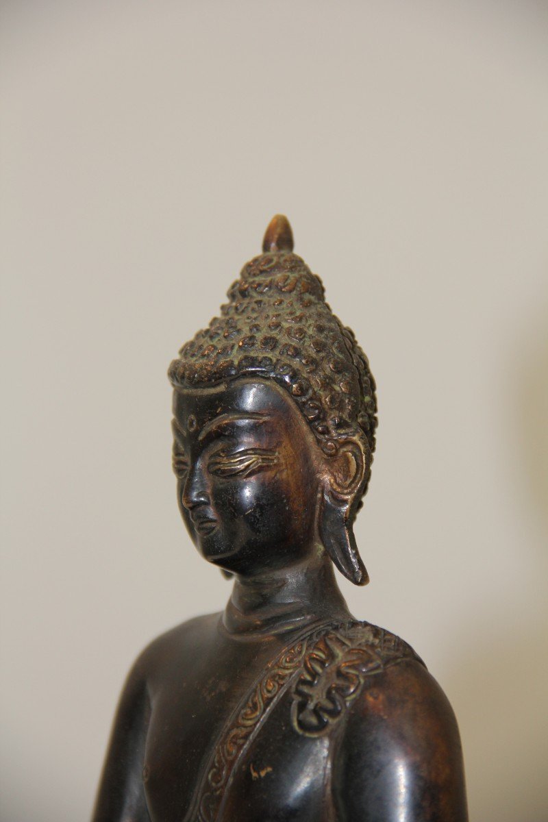 Laos - Bronze Buddha - 20 Cm - 19th-photo-4