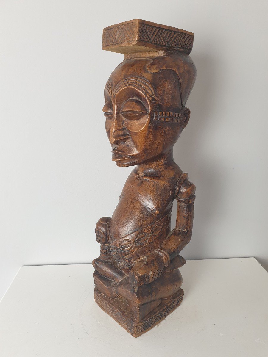 Democratic Republic Of Congo - Patinated Wooden Totem - 53 Cm-photo-2